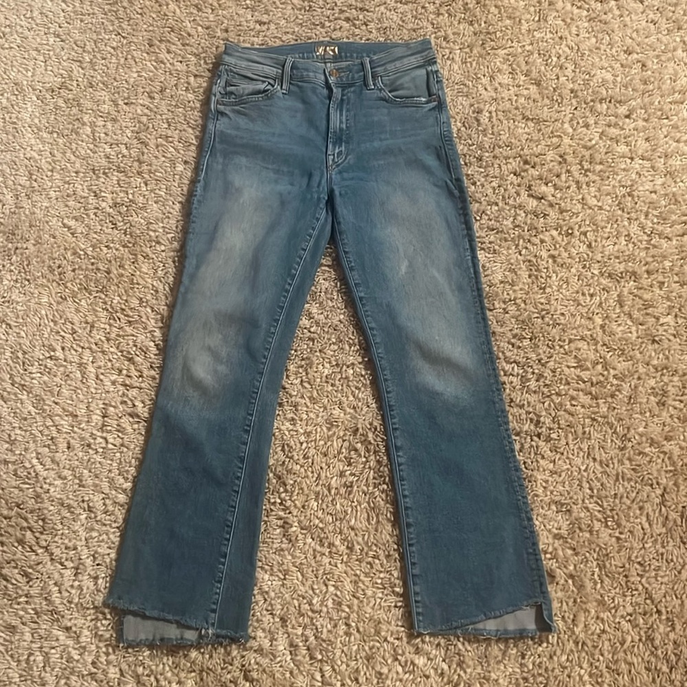 MOTHER Size 27 Lightwash Insider Crop Step Fray